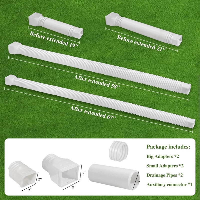 Gutterlix Flexible Gutter Downspout Extensions, Connectable Downspout Extender with 58"+ 67" Extendable Pipe, Thickened Down spout Drain Extension for Rainwater Drainage(2 Pack, White) - Image 5